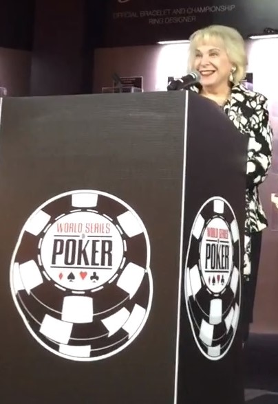 Wendeen H. Eolis delivering the keynote at the WSOP Ladies Championship Event