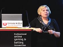Wendeen H. Eolis speaking at the Professional Online Gaming & Betting Convention